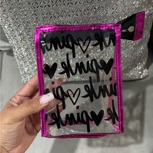 Victoria Secret PINK Clear Cosmetic Bag with Pink Trim